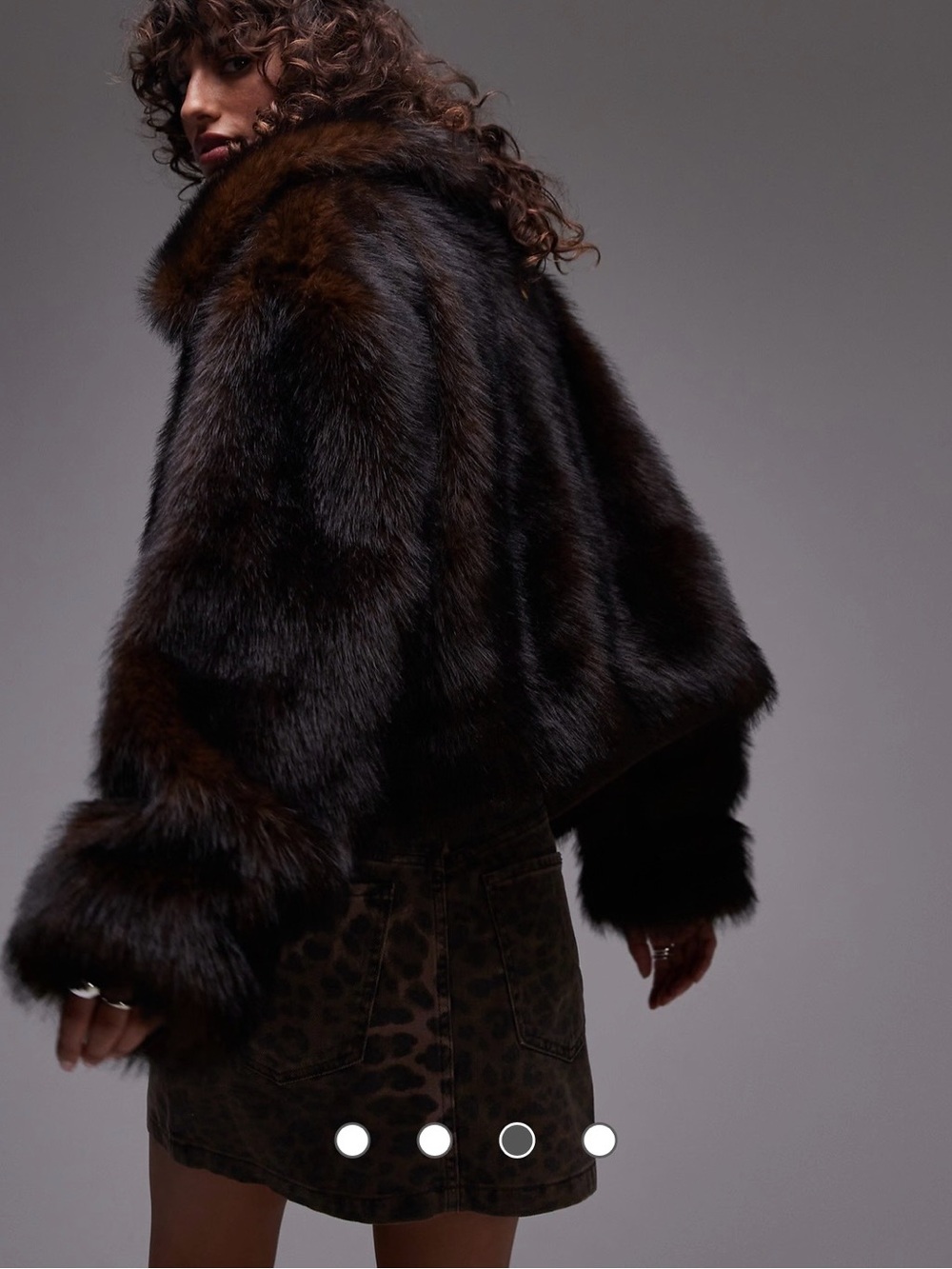 Topshop Dark Brown Faux Fur Zip Jacket XS US 0–2 - Picture 3 of 12